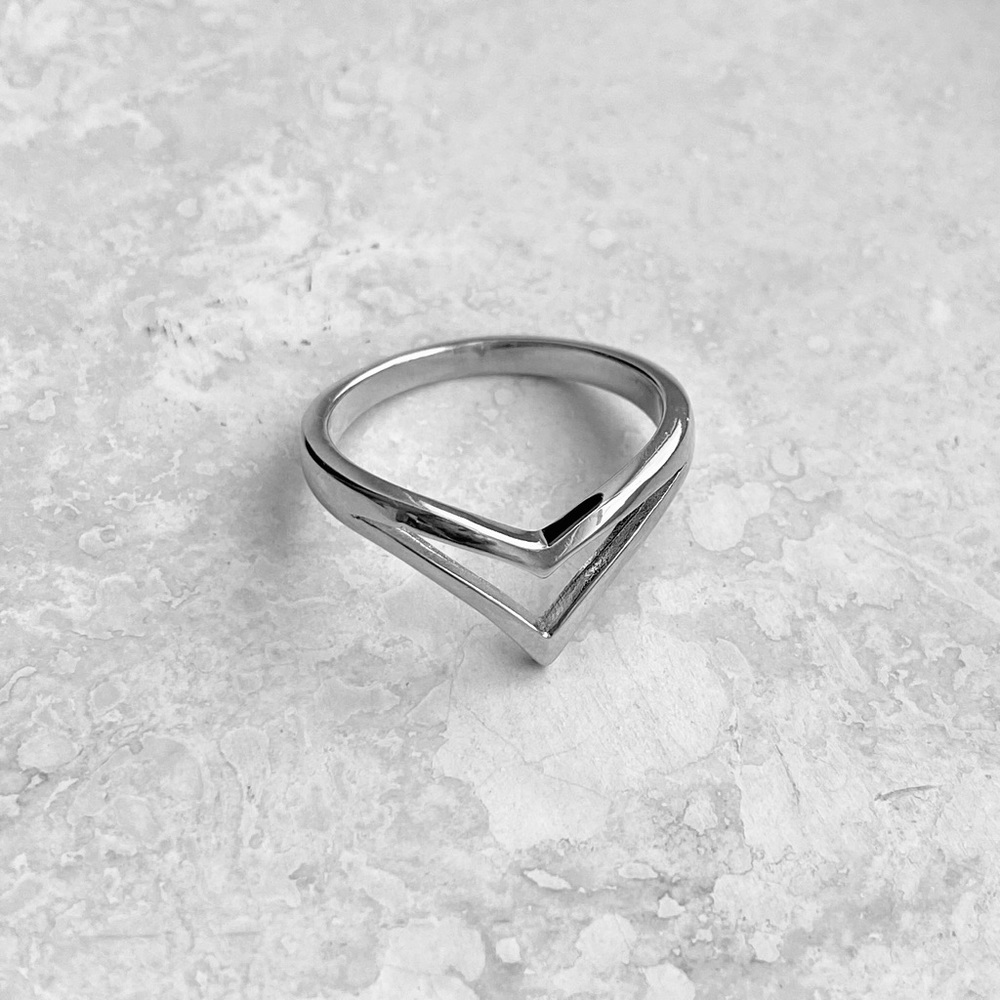 Sterling Silver Plain Double V Shape Ring - image 4